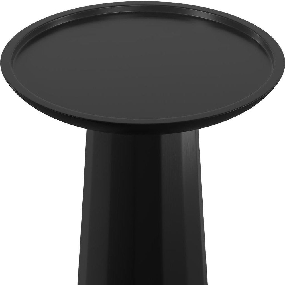 19" Black Solid Wood Round Pedestal End Table HomeRoots