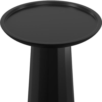 19" Black Solid Wood Round Pedestal End Table HomeRoots