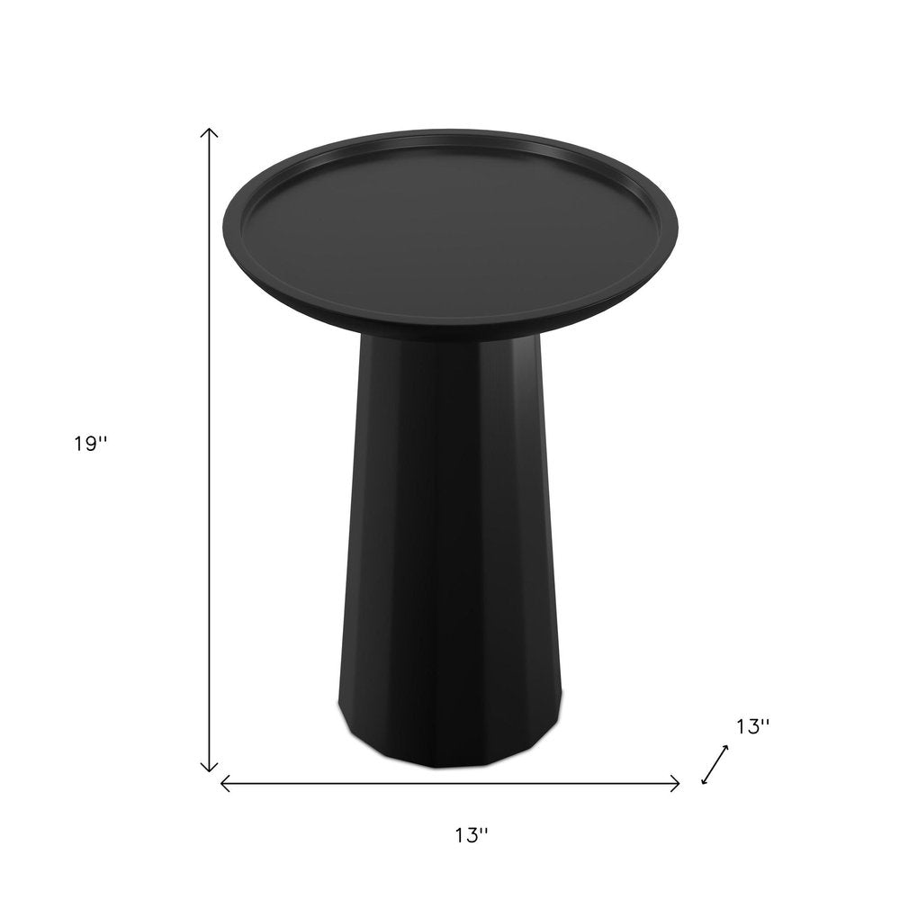 19" Black Solid Wood Round Pedestal End Table HomeRoots