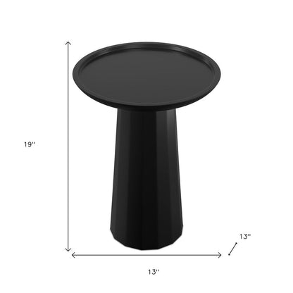19" Black Solid Wood Round Pedestal End Table HomeRoots