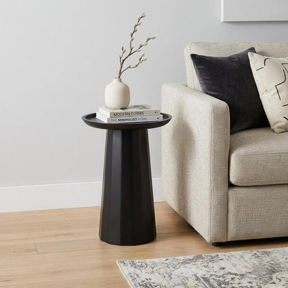 19" Black Solid Wood Round Pedestal End Table HomeRoots
