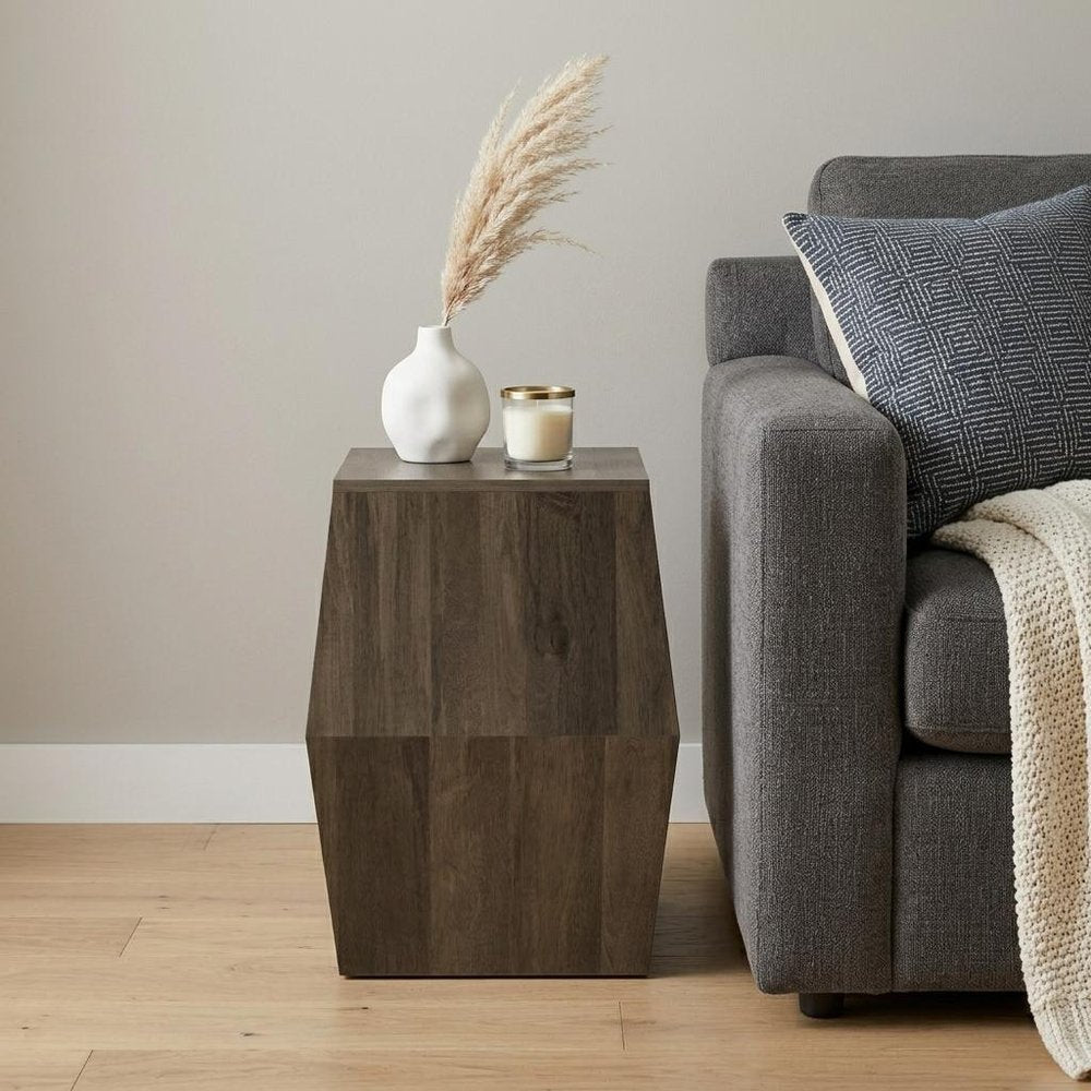 22" Natural Solid Wood Square Block End Table — view 7