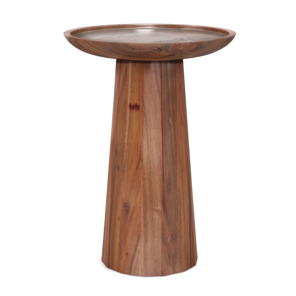 19" Black Solid Wood Round Pedestal End Table HomeRoots