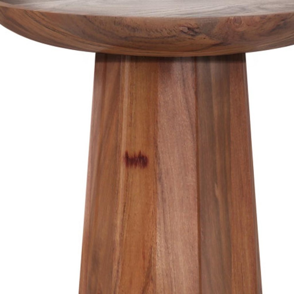 19" Black Solid Wood Round Pedestal End Table HomeRoots