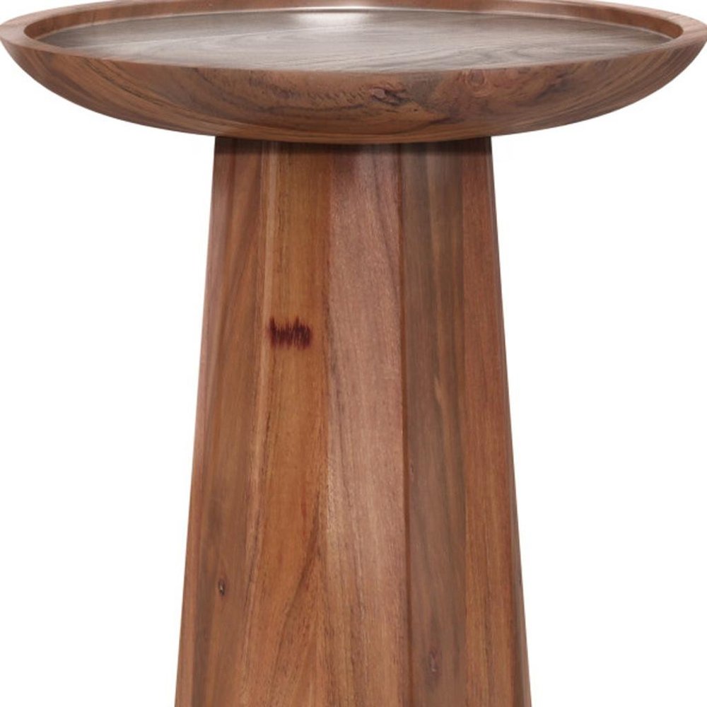 19" Black Solid Wood Round Pedestal End Table — view 8