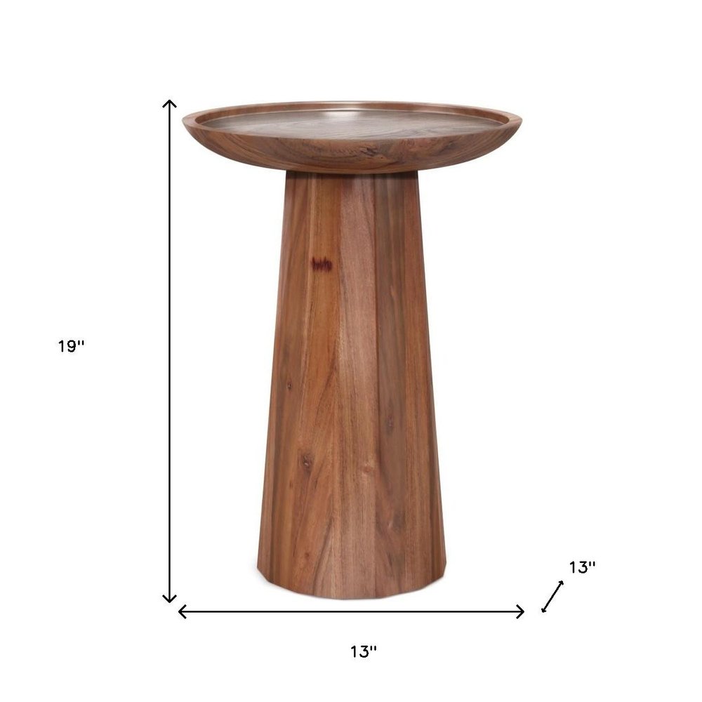 19" Black Solid Wood Round Pedestal End Table — view 9