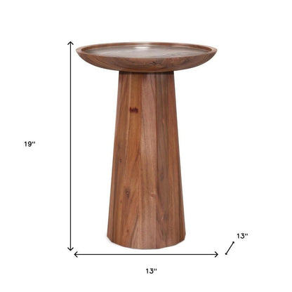 19" Black Solid Wood Round Pedestal End Table HomeRoots