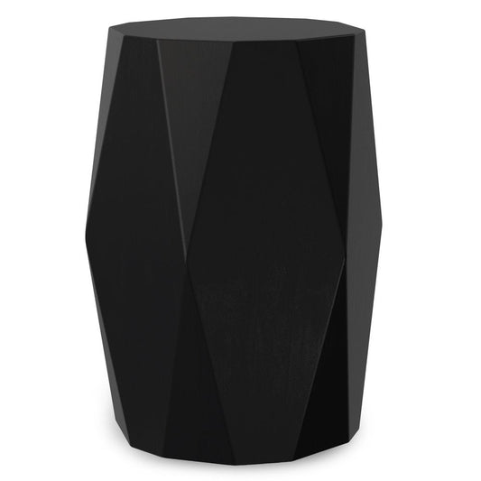 21" Black Solid Wood Round End Table