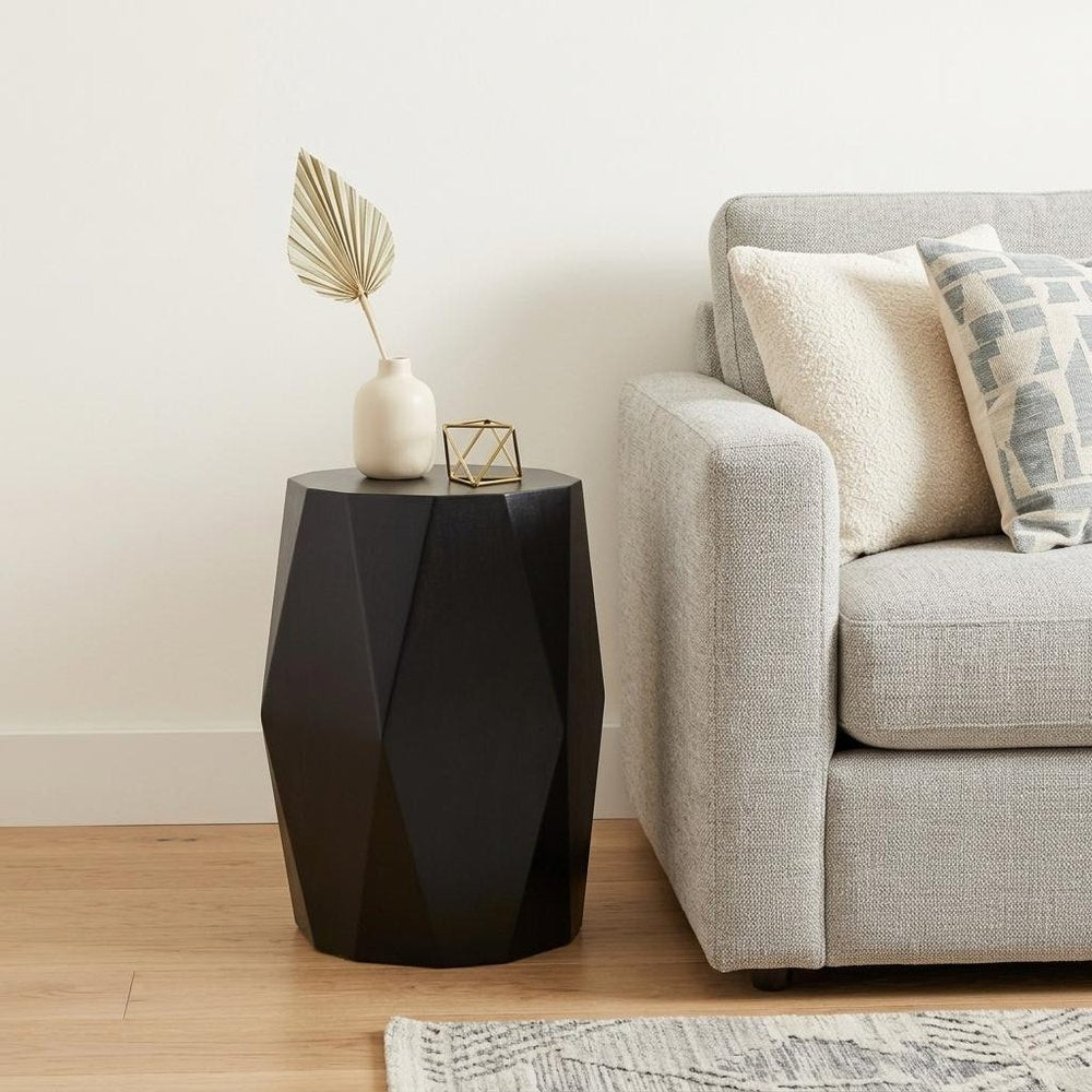 21" Black Solid Wood Round End Table — view 5