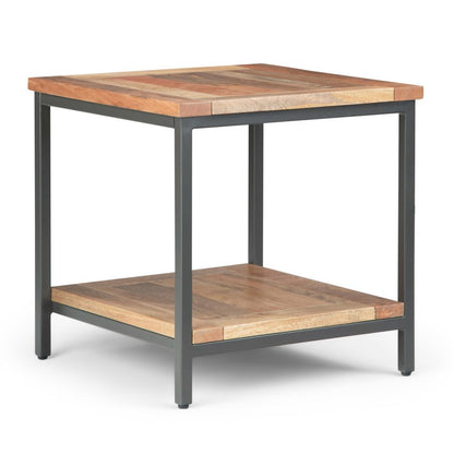 22" Natural and Charcoal Solid Wood and Steel Square End Table HomeRoots