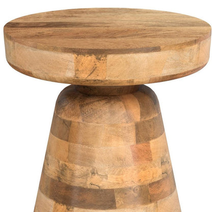 18" Distressed Walnut Distressed Solid Wood Round Pedestal End Table HomeRoots