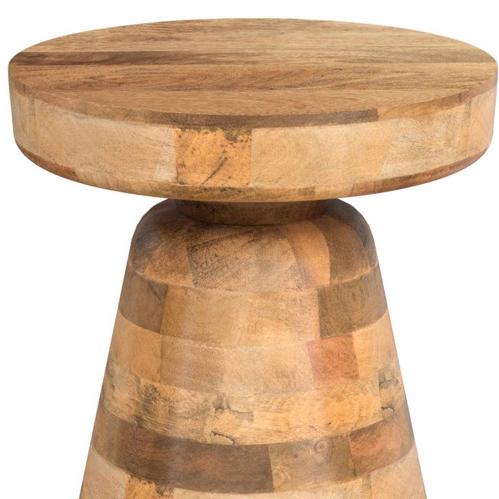 18" White Distressed Solid Wood Round Pedestal End Table — view 15