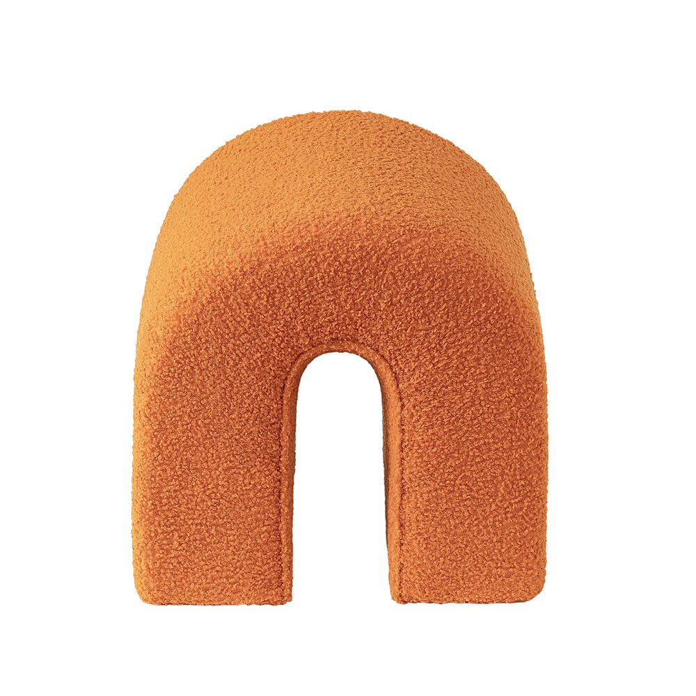 17" Orange Boucle Oval Footstool Ottoman HomeRoots