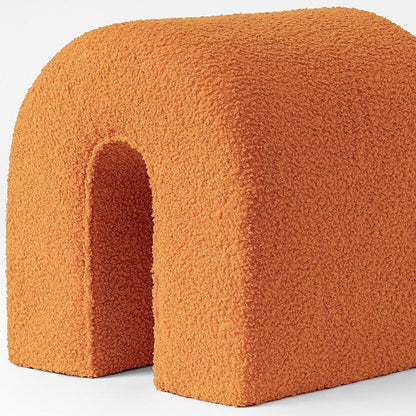 17" Orange Boucle Oval Footstool Ottoman HomeRoots