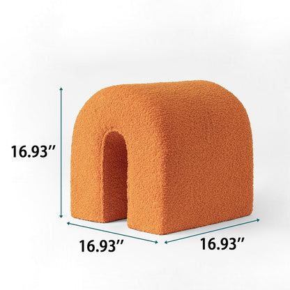17" Orange Boucle Oval Footstool Ottoman HomeRoots