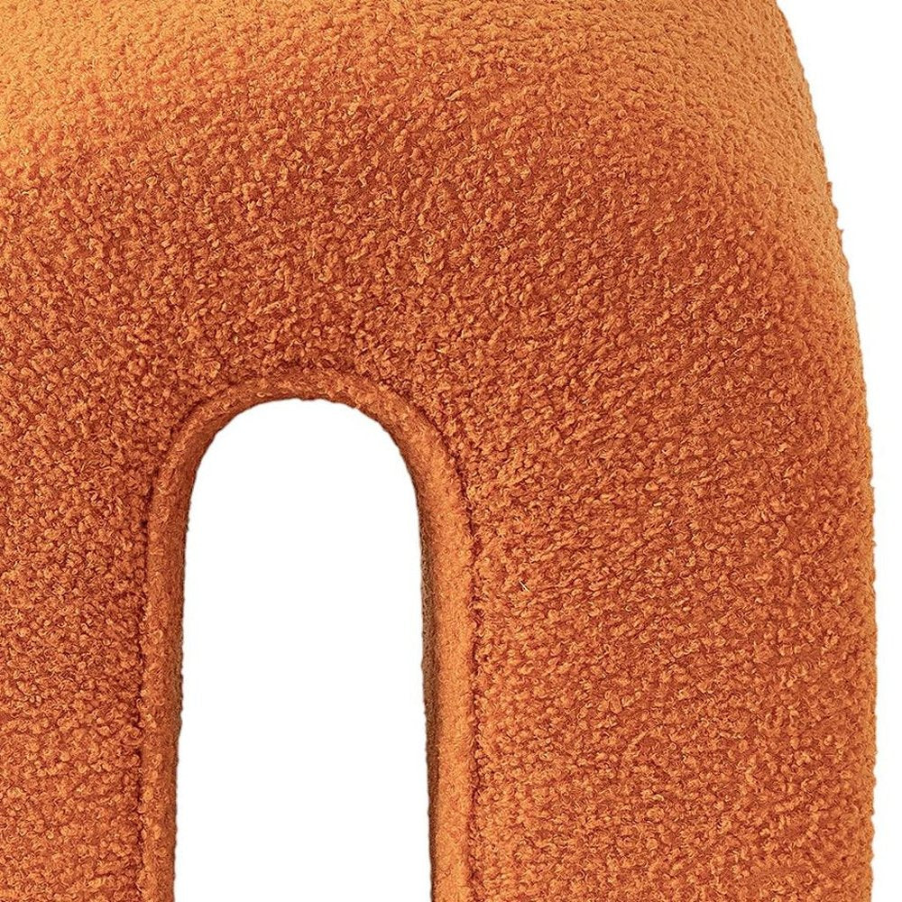 17" Orange Boucle Oval Footstool Ottoman HomeRoots