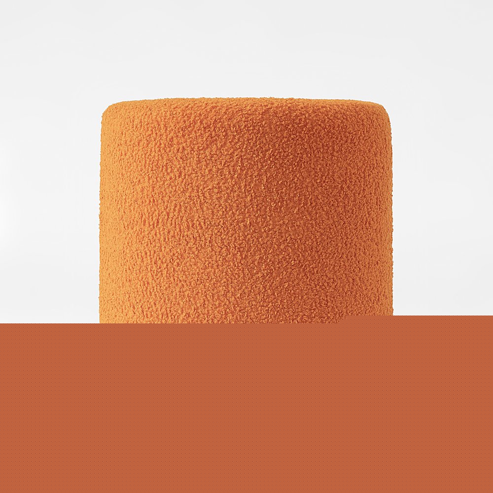 17" Orange Boucle Oval Footstool Ottoman HomeRoots