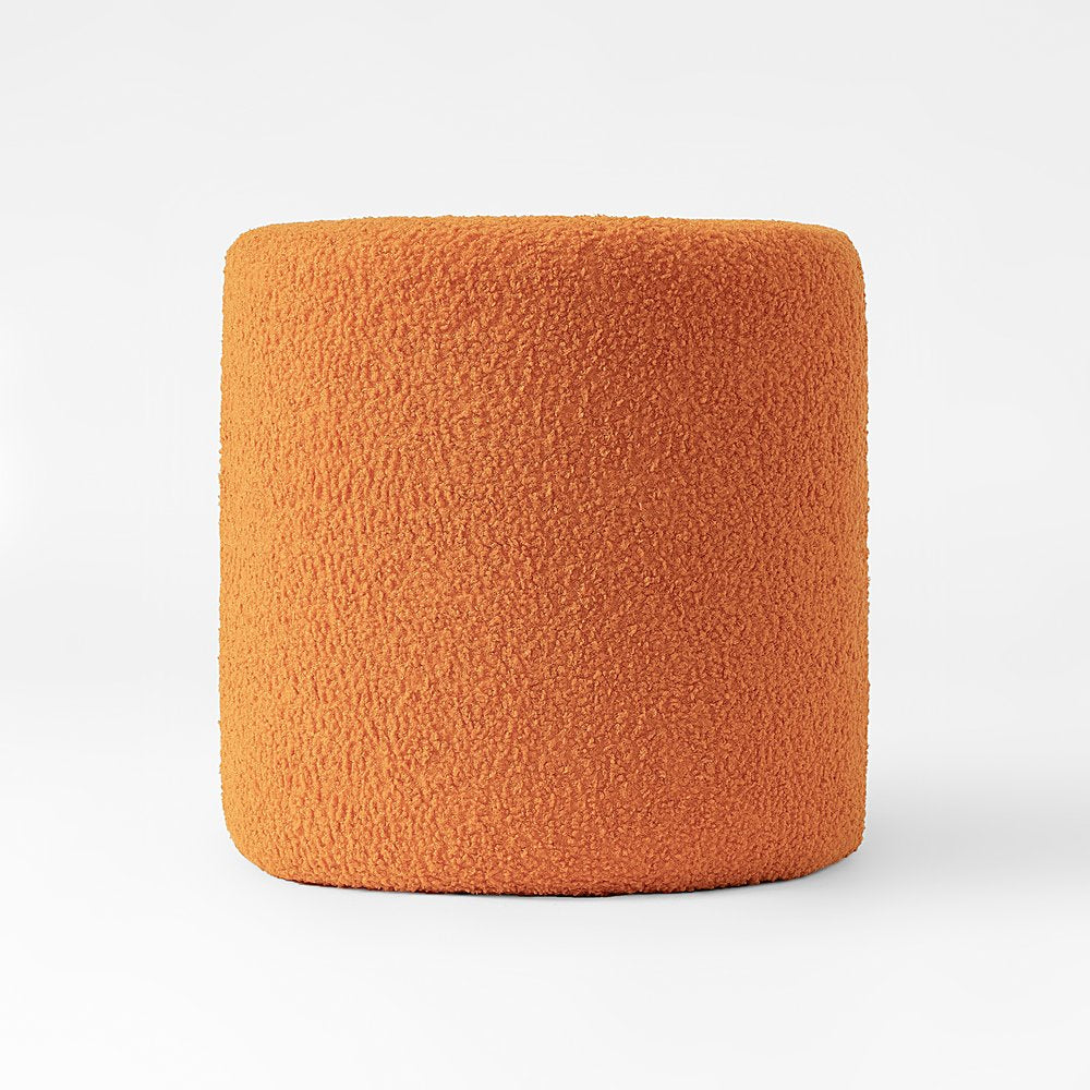 17" Orange Boucle Oval Footstool Ottoman HomeRoots