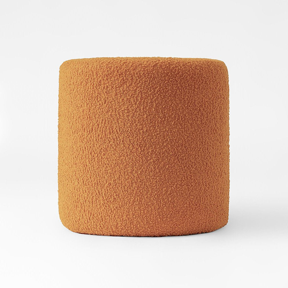 17" Orange Boucle Oval Footstool Ottoman HomeRoots