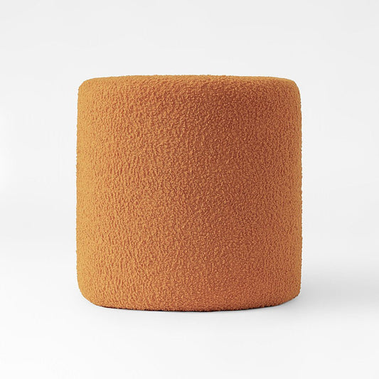 17" Orange Boucle Oval Footstool Ottoman HomeRoots