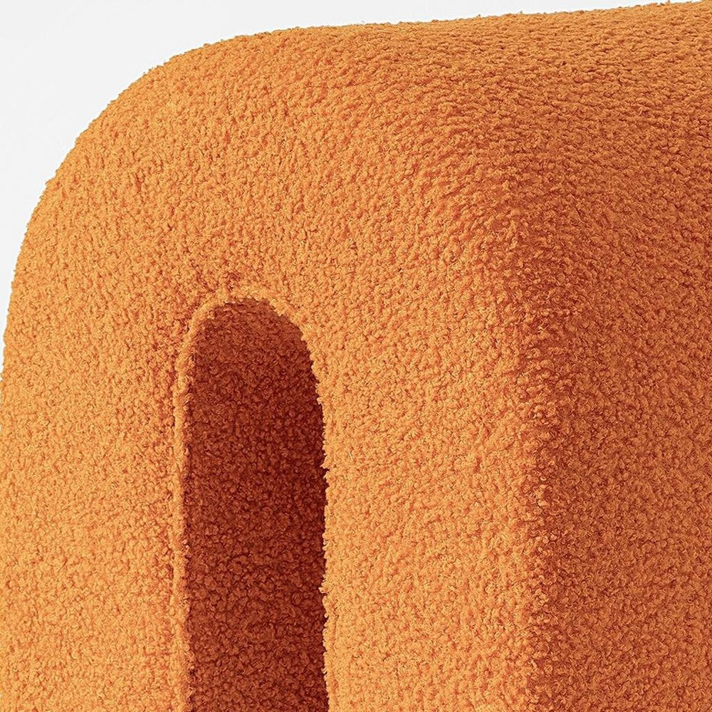 17" Orange Boucle Oval Footstool Ottoman HomeRoots