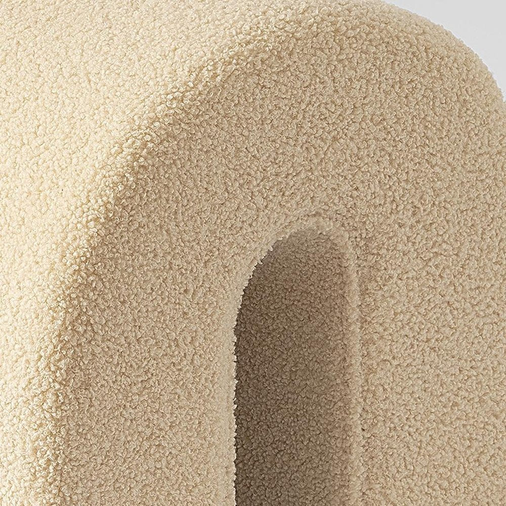 17" Beige Boucle Oval Footstool Ottoman HomeRoots