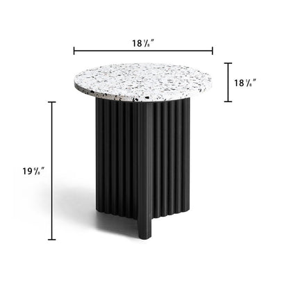 23" White and Black Faux Terrazzo and Wood Round Pedestal End Table HomeRoots