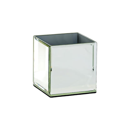Set of Six Silver Mirrored Glass Square Table Vases HomeRoots