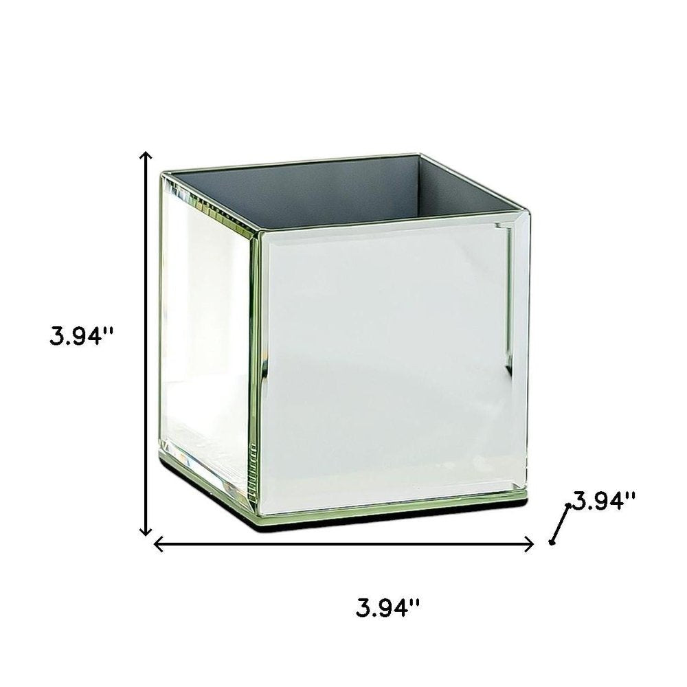 Set of Six Silver Mirrored Glass Square Table Vases HomeRoots