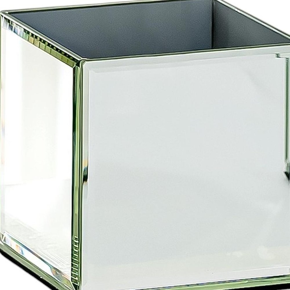 Set of Six Silver Mirrored Glass Square Table Vases HomeRoots