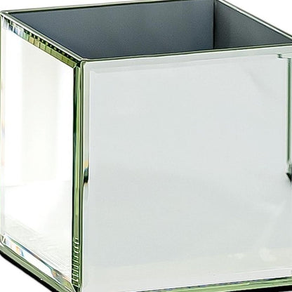 Set of Six Silver Mirrored Glass Square Table Vases HomeRoots