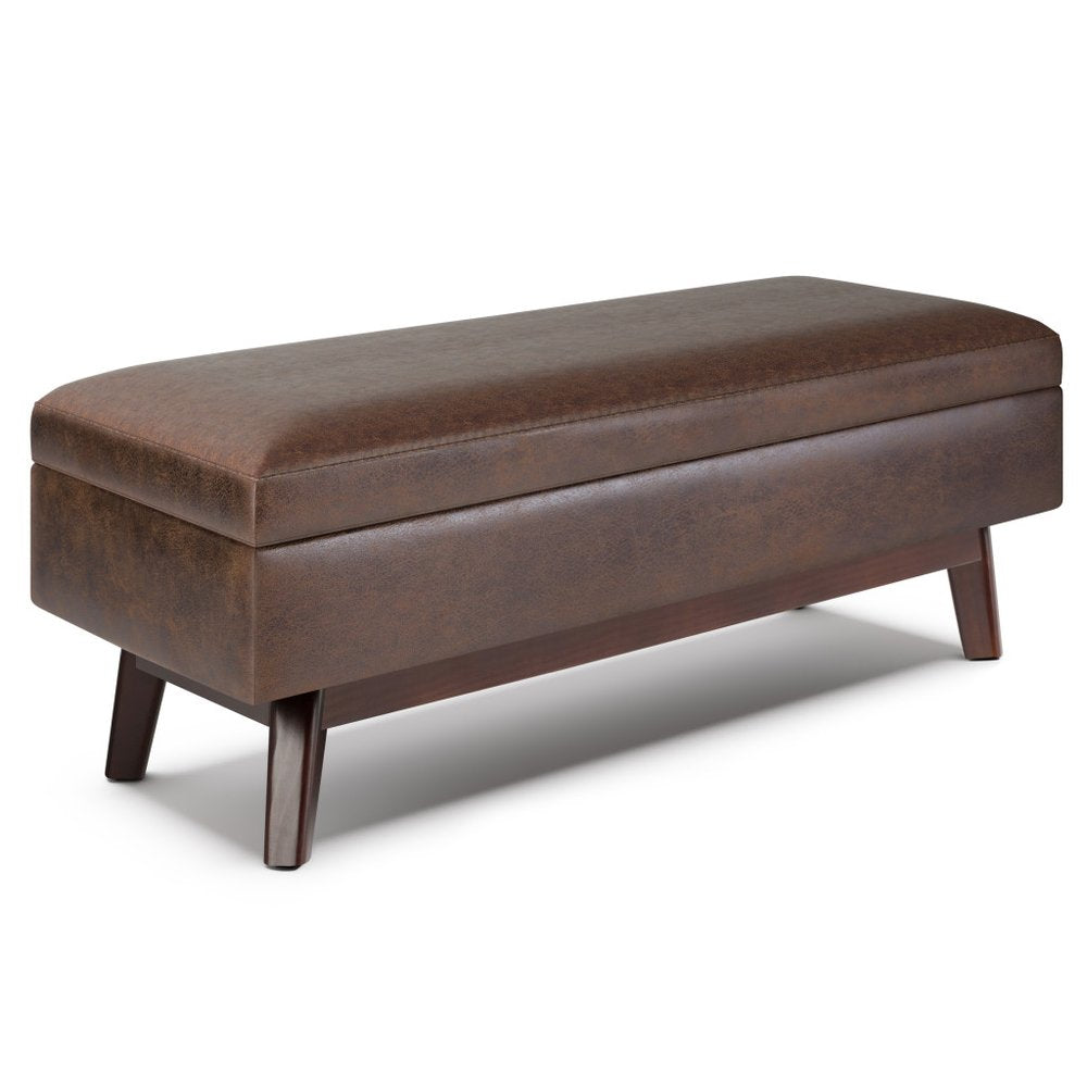 48" Brown Faux Leather Ottoman With Storage — view 1