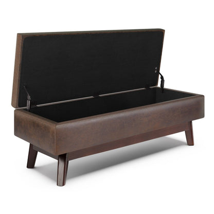 48" Brown Faux Leather Ottoman With Storage HomeRoots