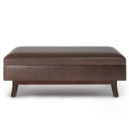 48" Brown Faux Leather Ottoman With Storage HomeRoots