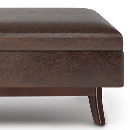 48" Brown Faux Leather Ottoman With Storage HomeRoots