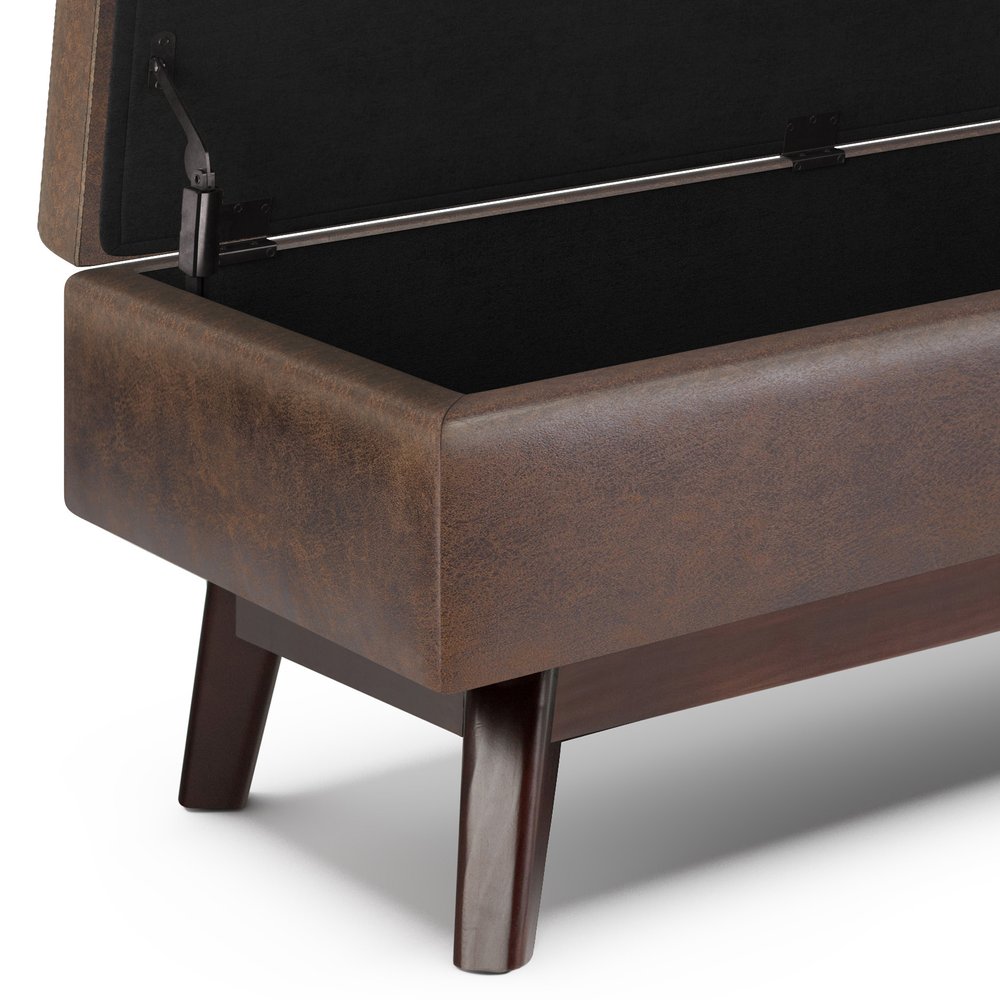 48" Brown Faux Leather Ottoman With Storage — view 5