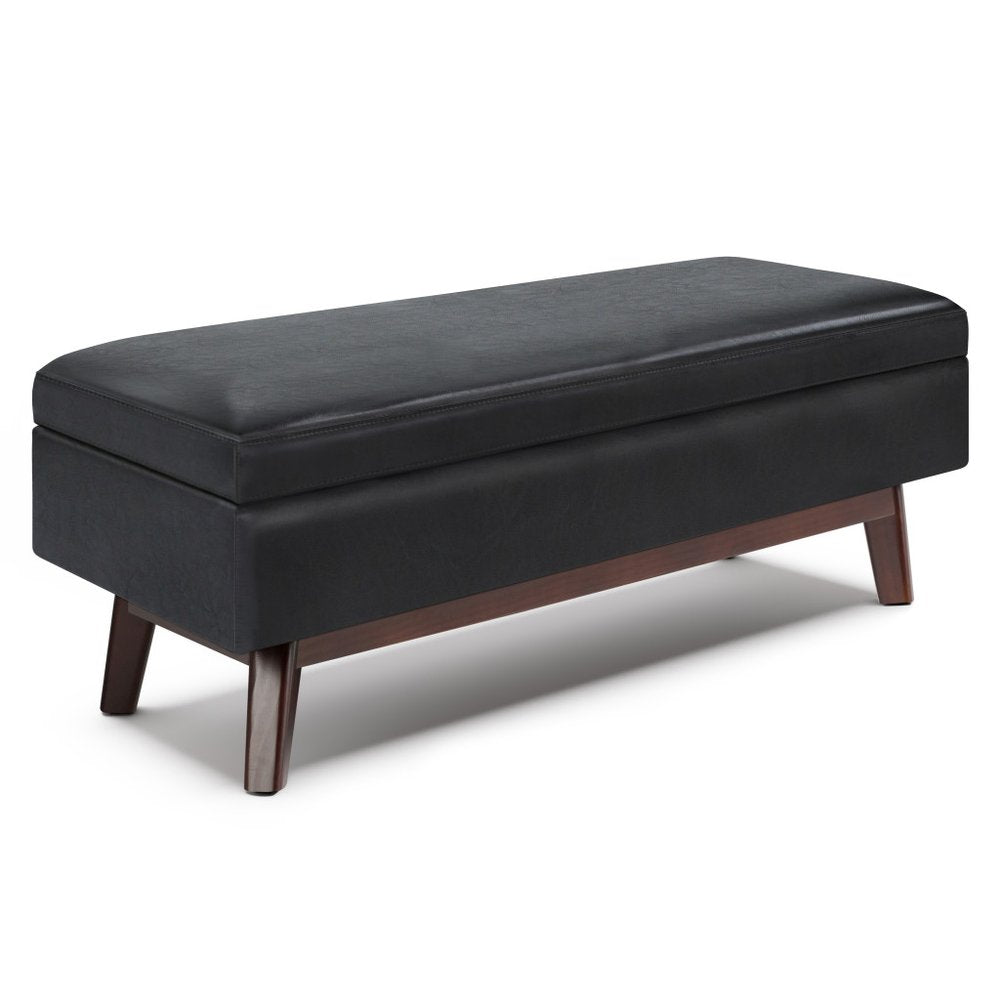 48" Brown Faux Leather Ottoman With Storage HomeRoots