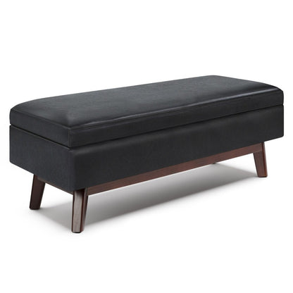 48" Brown Faux Leather Ottoman With Storage HomeRoots
