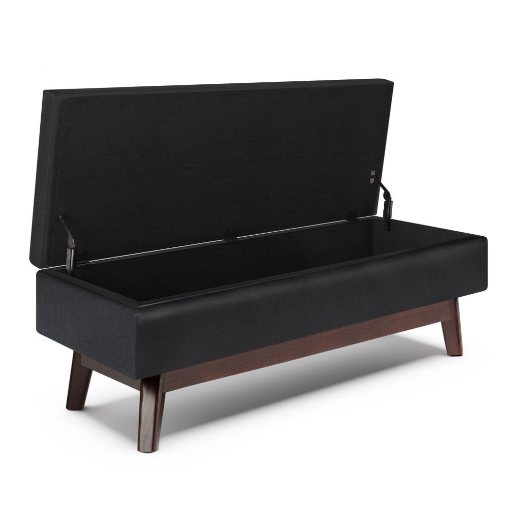 48" Brown Faux Leather Ottoman With Storage HomeRoots