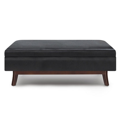 48" Brown Faux Leather Ottoman With Storage HomeRoots