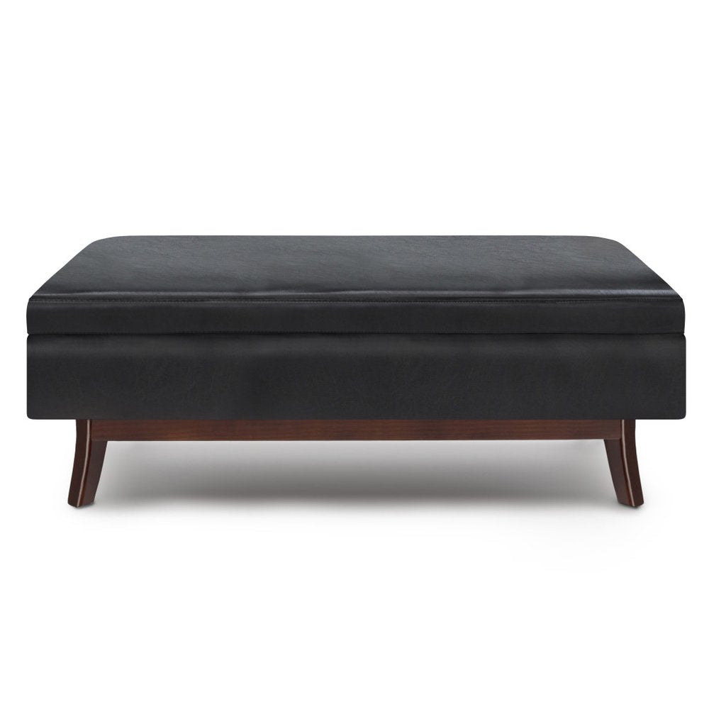 48" Chestnut And Brown Faux Leather Ottoman With Storage — view 11