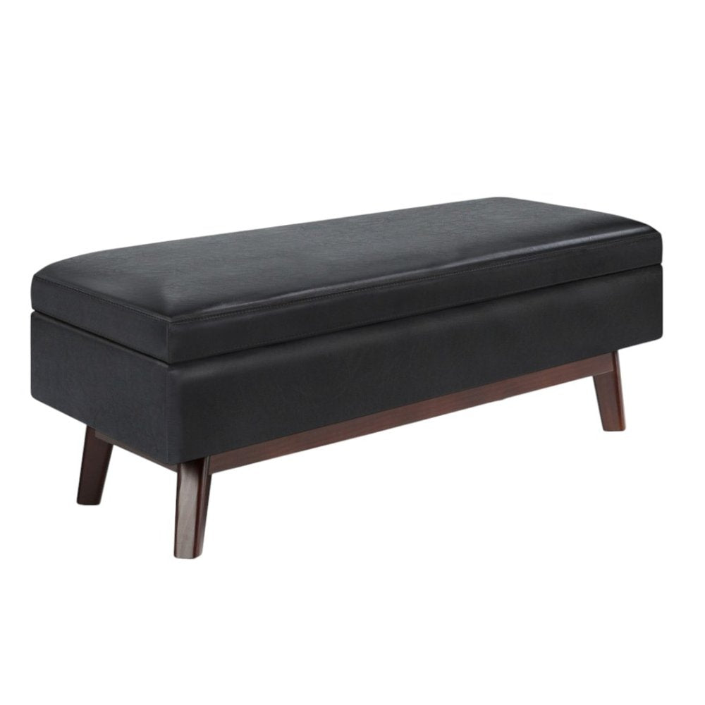 48" Brown Faux Leather Ottoman With Storage — view 14