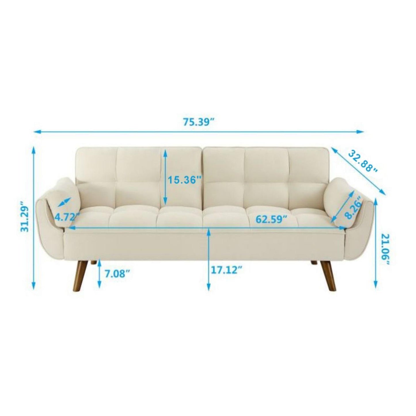 New Design Velvet Sofa Furniture Adjustable Backrest Easily Assembles Loveseat - FurniFindUSA