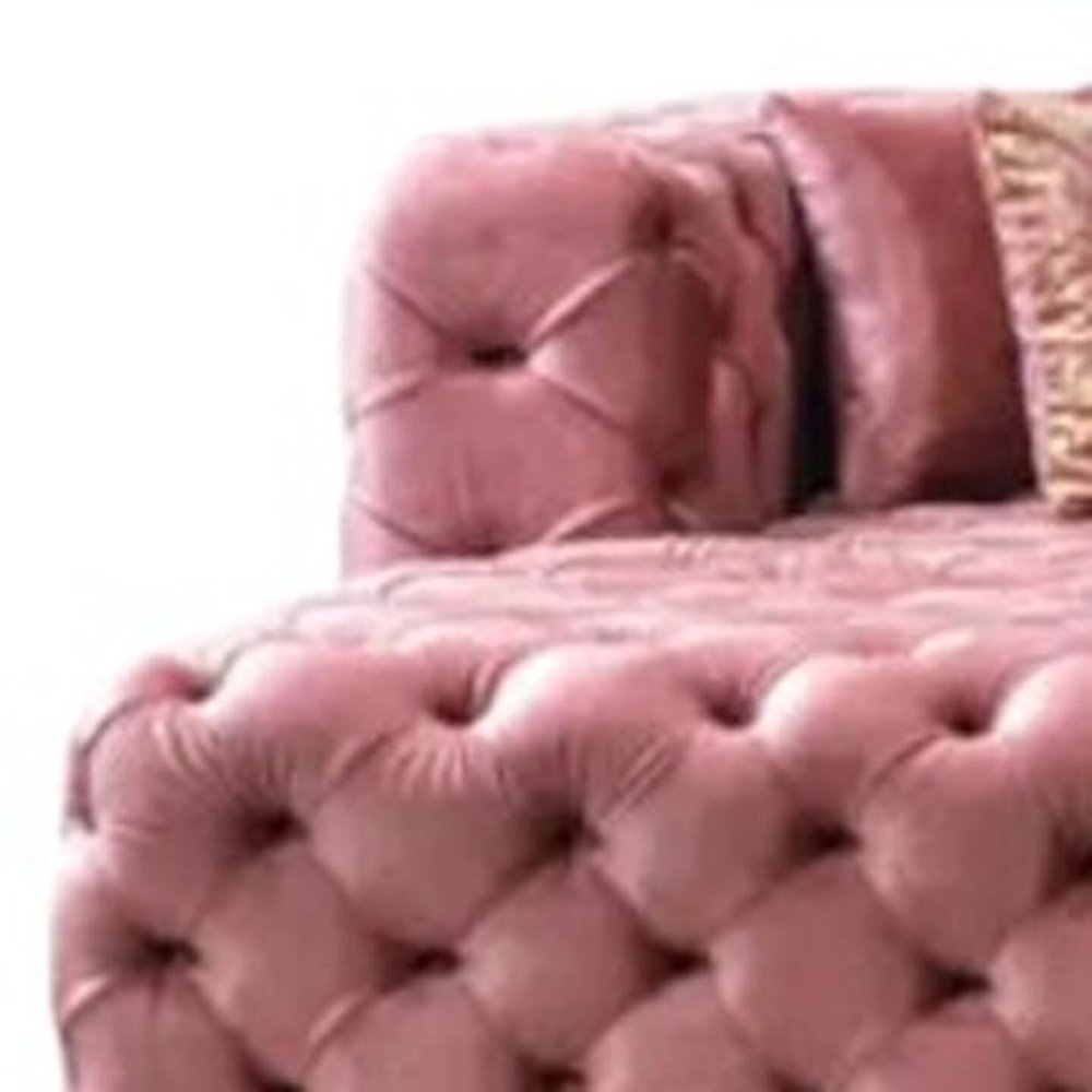Tufted Pink Velvet Modular U Shaped Sofa and Chaise Sectional With Toss Pillows HomeRoots