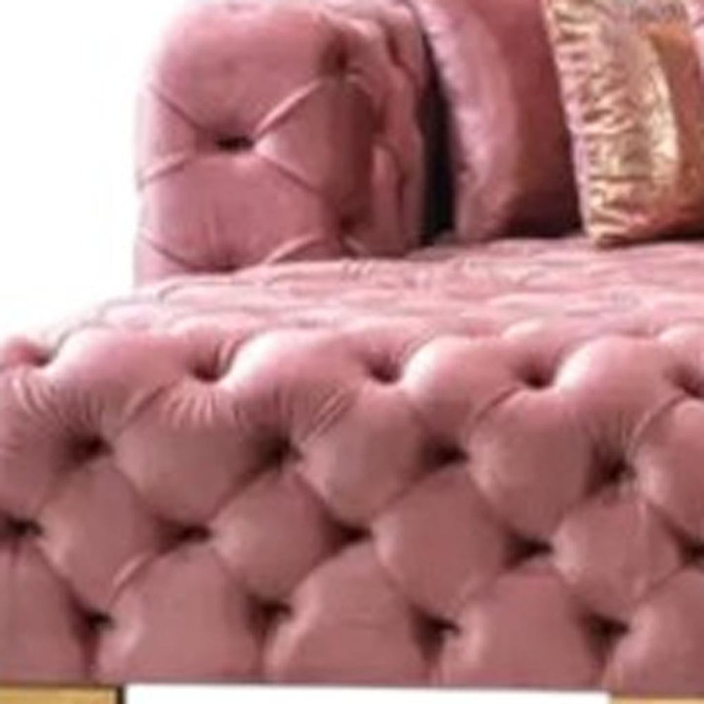 Tufted Pink Velvet Modular U Shaped Sofa and Chaise Sectional With Toss Pillows HomeRoots