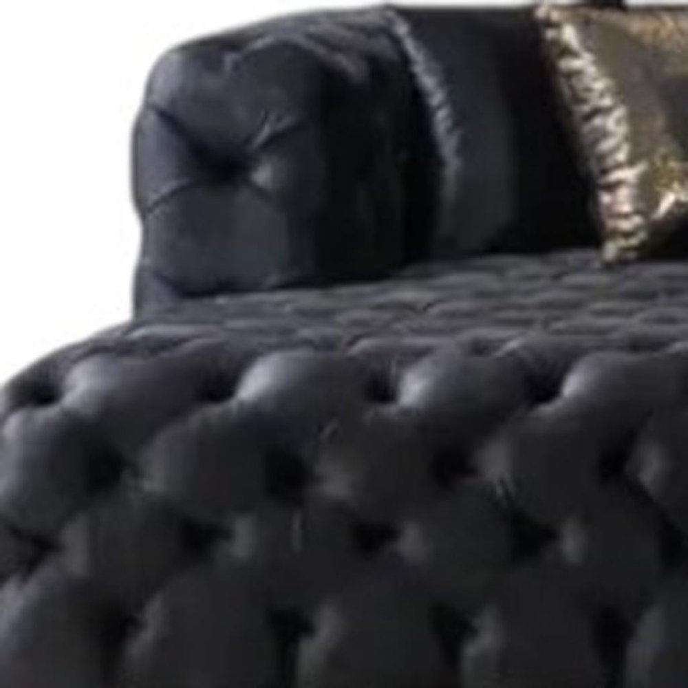 Tufted Black Velvet Modular U Shaped Sofa and Chaise Sectional With Toss Pillows HomeRoots