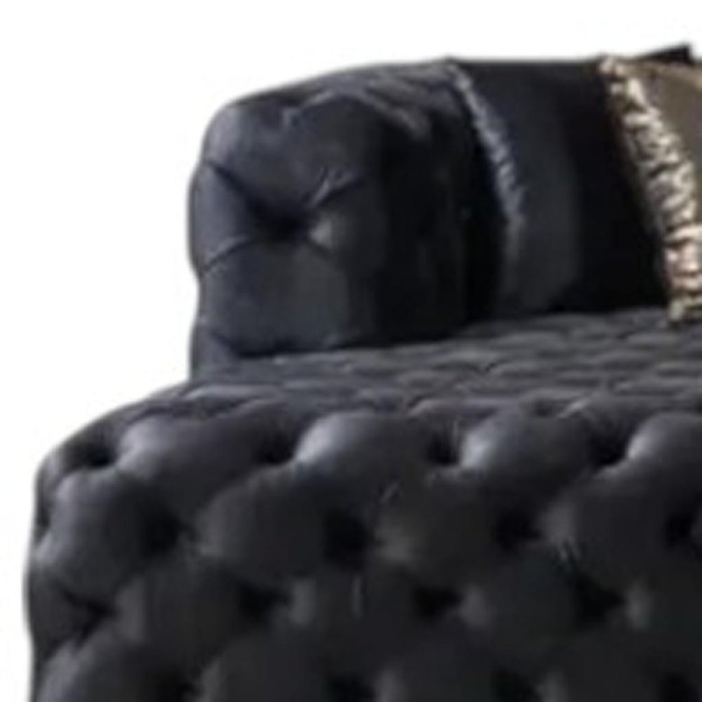 Tufted Black Velvet Modular U Shaped Sofa and Chaise Sectional With Toss Pillows HomeRoots