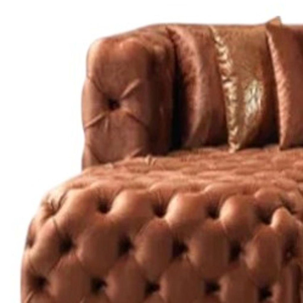 Tufted Orange Velvet Modular U Shaped Sofa and Chaise Sectional With Toss Pillows HomeRoots