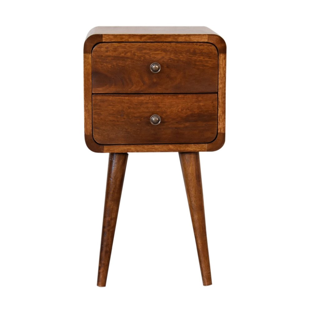 22" Brown Solid Wood Two Drawer Nightstand HomeRoots