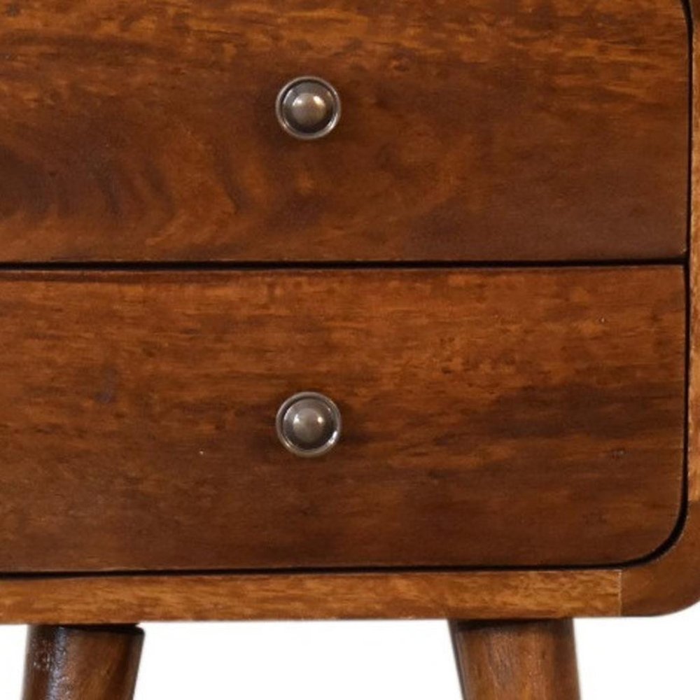 22" Brown Solid Wood Two Drawer Nightstand HomeRoots